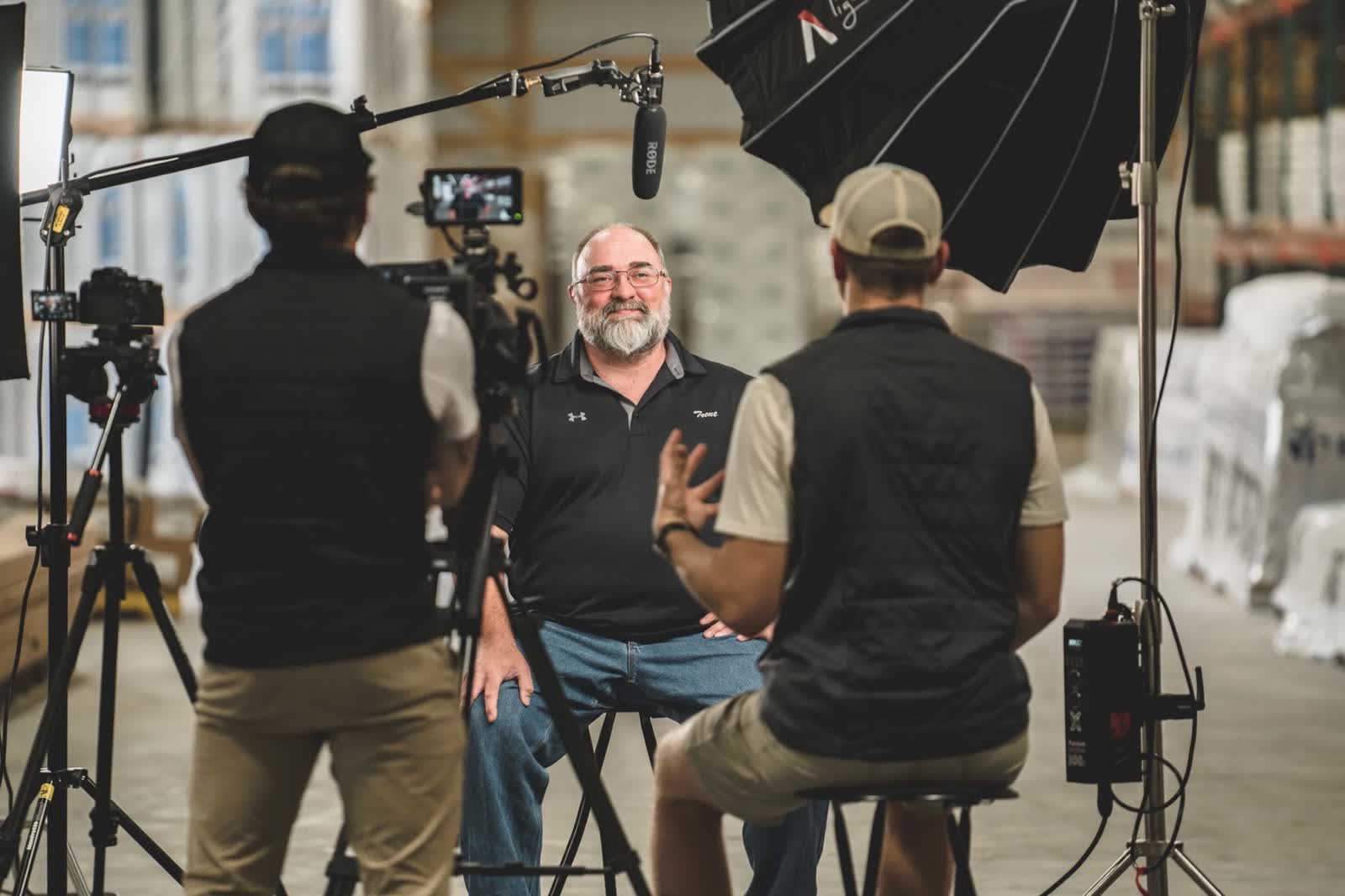 Interview setup in an industrial facility
